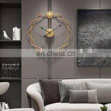 2022 Drop Ship 50CM Creative European Luxury Iron Prismatic Mute Gold Wall Clocks For Home Decor