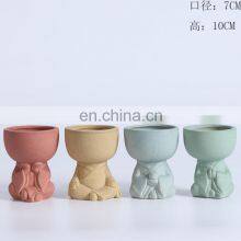 Amazon Hot Sale Head Shape Ceramic Flowerpot Plant Potted Pottery Ornaments Creative Cartoon Doll Succulent Flower Pot thumbnail-2