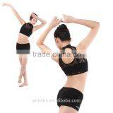 Girls Lyrical Two Pieces Lace Turtle Neck Dance Crop Tops, Dance Costumes thumbnail-1