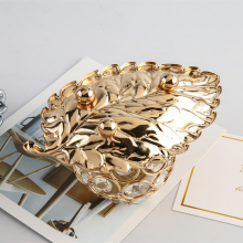 Wedding Gold Leaf Candle Holder Round Small Metal Crystal Ball Tealight Candle Stick Holder Light Table Centerpieces thumbnail-3