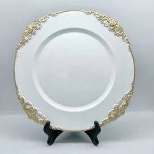 New Design Clear Plastic Charger Plates With Gold or Silver Patterned Trim for Wedding