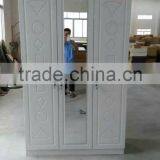 wardrobe 3 doors white color new design particle board wardrobe pvc coated