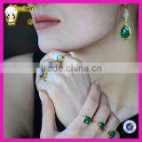 Beautiful Natural Moonstone and Green Onyx Gold Fish Hook Gemstone Pendant Earring for Women thumbnail-3