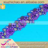 T0105-4A Factory Sale Polyester Sequins Embroidery Lace Trims Dress Decoration thumbnail-3