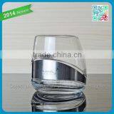 Special Design Glass Man Blown Custom Whisky Glass Cup With Steel Ring thumbnail-2