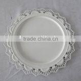 Vintage Decorative White Metal Lace Round Tray