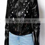 Jacket with cut out detail in leather look