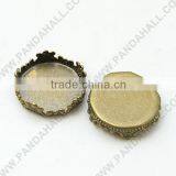 Brass Cabochon Blank Settings, Nickel Free, Flat Round, Antique Bronze Color, 16.5mm, 15mm Tray(KK-14/03-NFAB) thumbnail-1