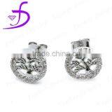 Gemstone Inlaid 925 Sterling Silver Tree Design Earring thumbnail-1