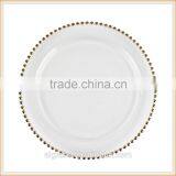 2016 wholesale gold glass beaded charger plates