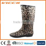 Leopard folding fashion woman fabric rubber rain boots
