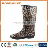Leopard Folding Fashion Woman Fabric Rubber Rain Boots thumbnail-1