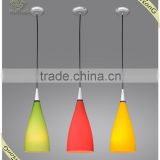 2015 Hot sale modern yellow hanging light fixtures glass pendnat lamp for dining room