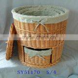 Woven Colored Rattan Laundry Basket Set thumbnail-1