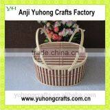 Storage Bamboo Basket With Handle For Picnic