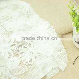 White embroidery coiling ribbon lace applique work design 3d lace fabric