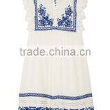 Boho Crochet-trimmed Computerized Machine Embroidery Cotton-gauze Mini Dress Western Dresses Names HSd5260 thumbnail-5