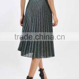 Pleated Skirt Women Clothing Factory New Designs 2017 Shiny Long Skirt thumbnail-4