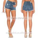 Hot Sale High Rise Custom Sexy Denim Shorts Women OEM Service thumbnail-5