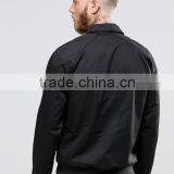 Custom Adults Best Price High Quality New Design Durable Ribbed Collar 100% Cotton Woven Black Casual Men Bomber Wind Jacket thumbnail-2