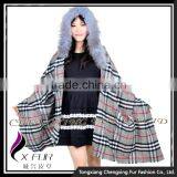 CX-B-P-39 Real Raccoon Fur Trimmed Fashion Women Pashmina Shawl thumbnail-6