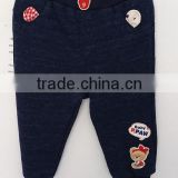 cool boys navy embroidered knitted pants for Autumn