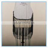 Long Jersey Knit Women Tank Top With Braiding Sweep thumbnail-4