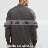 Customize Men Plain Fashion Oversized Long Sleeve Double Layer Kimono T-shirt / Tees thumbnail-2