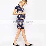 Maternity Clothing Manufacturer Wholesale Dark Floral Printed Maternity Clothes Wholesale Midi Maternity Clothes thumbnail-4