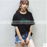 The New Embroidery Letters Loose Short Sleeve T-shirt Female Personality thumbnail-3