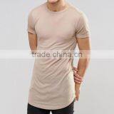 Wholesale Custom Elongated Cotton T-shirts Short Sleeve Shirts Man Slim Fit Elongated T Shirt thumbnail-1