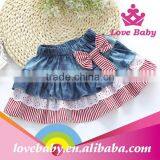 Latest Korean Stripe Bowknot Children Demin Jeans Skirts thumbnail-2