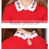 S32489W Brand Kids Knitwear Girls Sweaters Fashion Embroidery Lapels Cute Sweater thumbnail-5