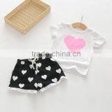 Summer Cotton Heart Printing T-shirts and Shorts Girls Clothing Sets thumbnail-3
