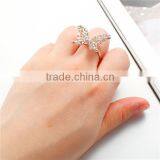 Adjustable Rings Gold Plated Butterfly Animal Clear Rhinestone thumbnail-3
