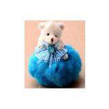 Bags Hangings Keychain Women Car Key Rabbit Fur Plush Bear Key Chain thumbnail-3