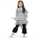 Wholesale boutique Girl Clothes Ruffle polka dots pants flower pattern kids outfit