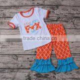 Children Clothing 2017 Short Sleeve White T-shirts Match Quatrefoil Print Pants Girls Clothing Sets thumbnail-1