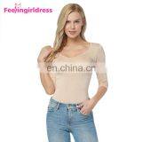 Latest Scoop Neck Design Women Causal Seamless Blank Bamboo T-Shirt