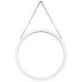 Modern Stainless Steel Frame Decorative Wall Mirror Decor Wall Round Mirror With Leather Strap thumbnail-4