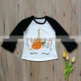 Unicorn Christmas Thanksgiving Day Kids Cotton ICING Raglan Tshirt Baby Ruffle Sleeves White Tops Baby Animal Shirts