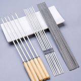 BBQ Grill Wood Handle Stainless Steel Skewers thumbnail-2