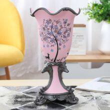 Modern Simple Nordic Large Pink White Resin Dry Flower Vase For Wedding Decor Gift