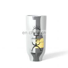 Modern Abstract Mosaic Grey Decal White Porcelain Cyber Style Flower Vase Ceramic Home Table Decor thumbnail-4