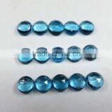 Swiss Blue Topaz 7x7 mm Round Faceted Cabochon thumbnail-1