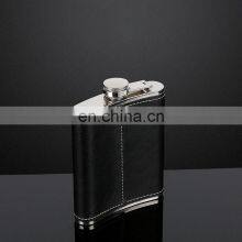 Portable Alcohol Stainless Steel Whisky PU Leather 8oz 6oz Matt Engraved Black Big Hip Flask thumbnail-2