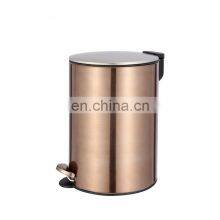 New Rose Gold Household 3L 5L Garbage Bin Metal Hotel Dustbin Customised Color Indoor Dustbin