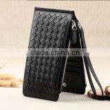 Ladies Woven Sheep Skin Leather Wallet With Zipper Genuine Leather Long Wallet for Women thumbnail-4