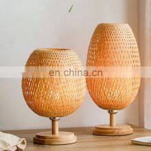 Trendy Creative Bamboo Lamp Set Of 2| Wicker Rustic Table Lamp Decor | Bedroom Bedside Lamp Vietnam Manufacturer thumbnail-1