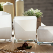 White Black Silver Colored Square Glass Candle Jar Table Vase Centerpieces For Home And Wedding Decoration thumbnail-2
